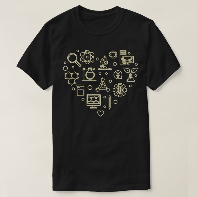 Science Love Heart Scientist  T-Shirt (Design Front)