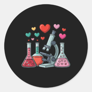 Science Love Hearts Stem Teacher Valentine  Classic Round Sticker