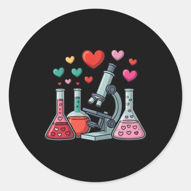 Science Love Hearts Stem Teacher Valentine  Classic Round Sticker (Front)