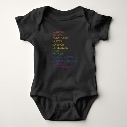Science love kindness rainbow gay lesbian pride baby bodysuit