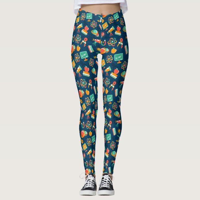 Science Meets Style: Vibrant Scientist Leggings (Front)