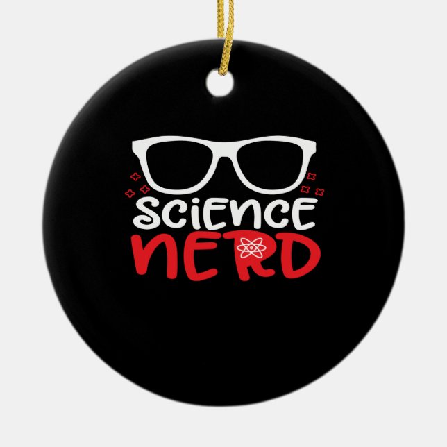 science nerd ceramic ornament (Front)