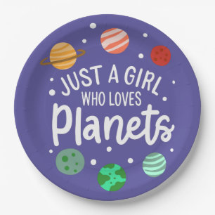 Science Nerd Outer Space Girl Who Loves Planets Paper Plates