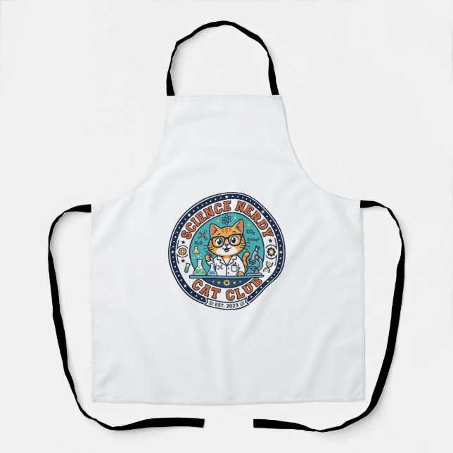 Science Nerdy Cat Cat Mom Gift Idea - Science Nerd Apron (Front)
