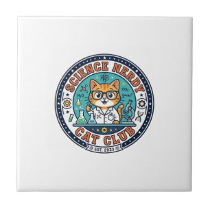 Science Nerdy Cat Cat Mom Gift Idea - Science Nerd Ceramic Tile