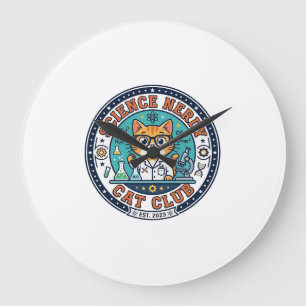 Science Nerdy Cat Cat Mom Gift Idea - Science Nerd Large Clock