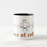 science of coffee Two-Tone coffee mug<br><div class="desc">the molecules of caffeine,   water,  sugar,  milk</div>