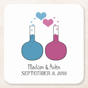 Science of Love Wedding Paper Coasters