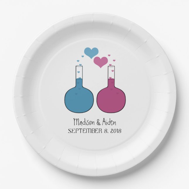 Science of Love Wedding Paper Plates (Front)