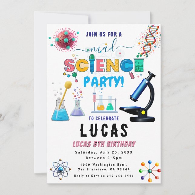Science Party Birthday Invitation (Front)