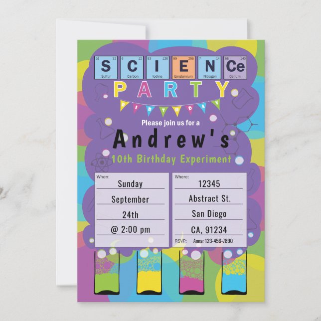 Science Party - Kids Themed Birthday Party Invitation (Front)