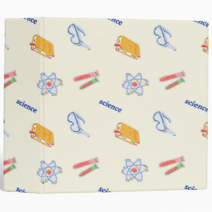 Science pattern on cream 3 ring binder
