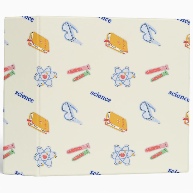 Science pattern on cream 3 ring binder (Front/Spine)