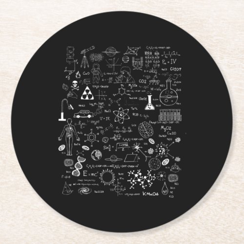 Science Physic Math Chemistry Biology Astronomy Round Paper Coaster
