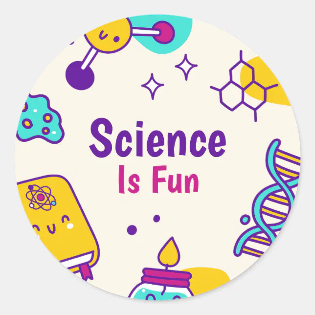 Science Subject Label Sticker Science Program Labels, Back To School Activity Classic Round Sticker ...