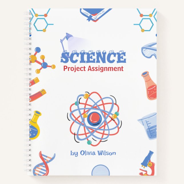 Science Project Assignment Notebook – Colorful Sci (Front)