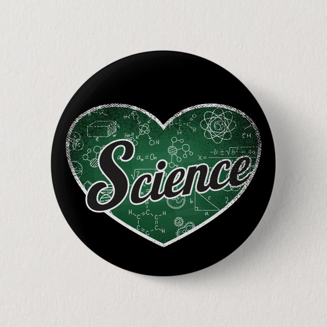 Science Retro Heart Blackboard Love Button (Front)