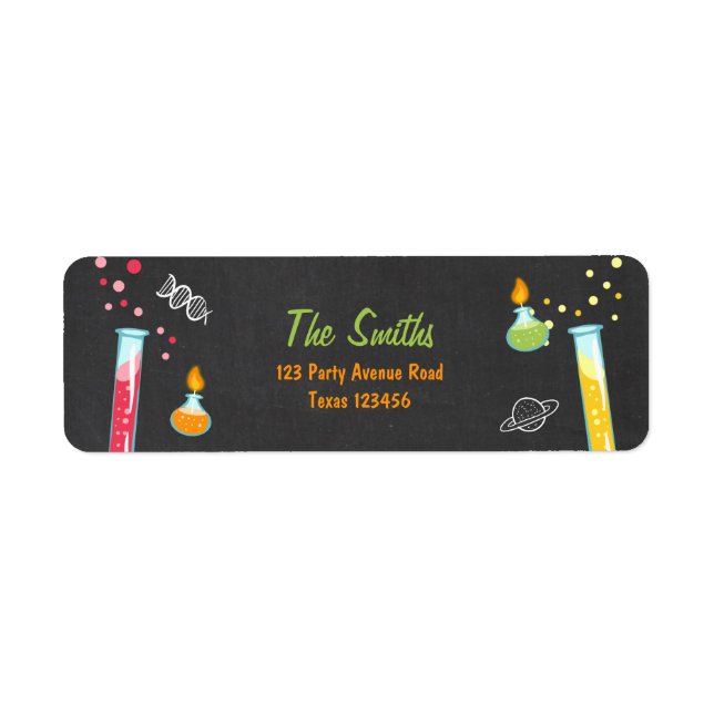 Science Return Address Label Experiment Lab Party (Front)