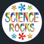 SCIENCE ROCKS CLASSIC ROUND STICKER<br><div class="desc">Science is a wonderful subject,  share your love for it with this colorful design and the words SCIENCE ROCKS.  Great for a science teacher or student.</div>