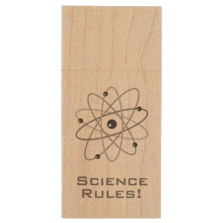 Science Rules! - Atom (006) Wood Flash Drive