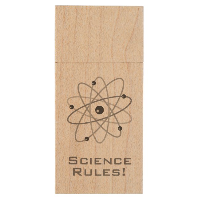 Science Rules! - Atomic Power Wood Flash Drive (Back (Vertical))