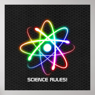 SCIENCE RULES! Colorful glowing atom Poster