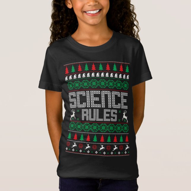 Science Rules Ugly Christmas Funny Sweater Scienti (Front)