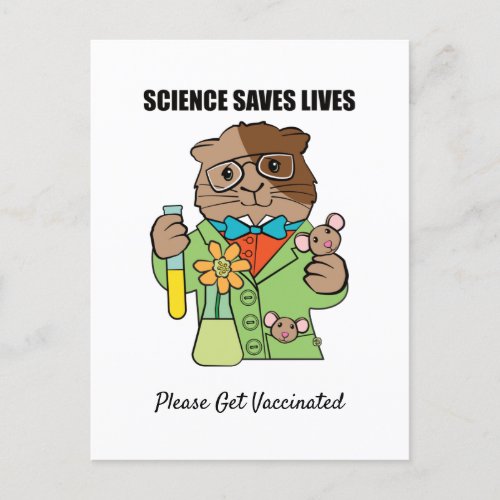 Science Saves Lives Guinea Pig Vaccinated Postcard