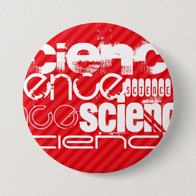 Science; Scarlet Red Stripes Pinback Button (Front)