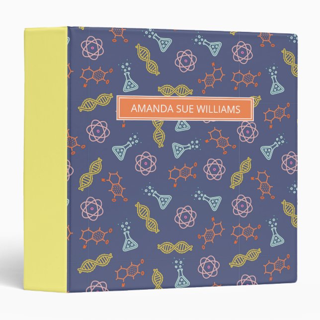 Science / Scientist - Your Name /Monogram DNA 3 Ring Binder (Front/Spine)
