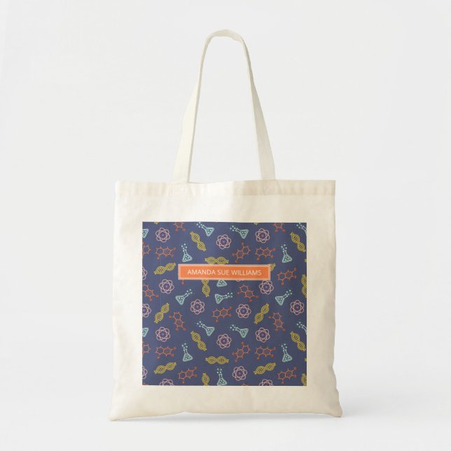 Science / Scientist - Your Name /Monogram DNA Tote Bag (Front)