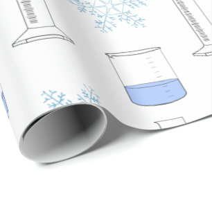 Science Snowflake Beaker Graduated Cylinder Winter Wrapping Paper