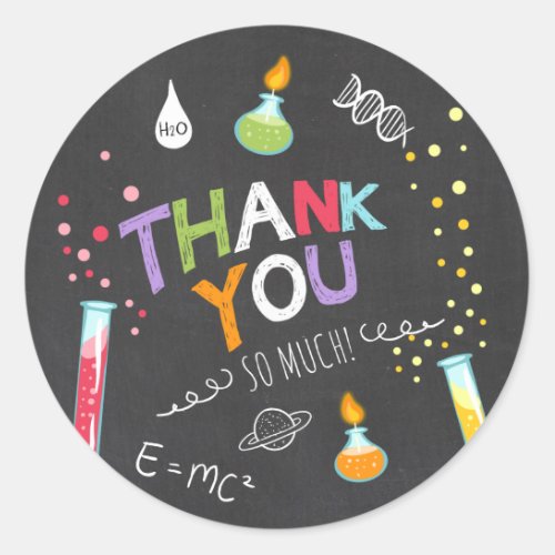 Science Sticker Thank you Birthday Favor tag Lab