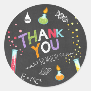Science Sticker Thank you Birthday Favor tag Lab