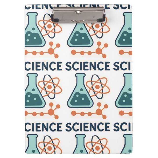 Science Subject Sticker – Flask, Molecules & Atom Clipboard (Front)