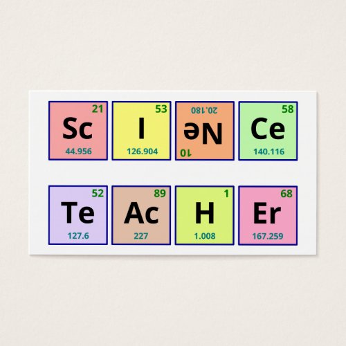 Science teacher business card