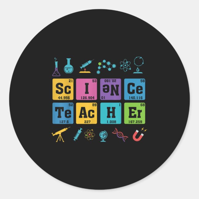 Science Teacher Chemistry Elements Periodic Table  Classic Round Sticker (Front)
