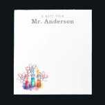 Science Teacher Chemistry Test Tubes Notepad<br><div class="desc">Gift your science teacher a personalized notepad this year. This bright and colorful chemistry themed design features three bubbling test tubes in red teal and orange with atoms floating around them.</div>