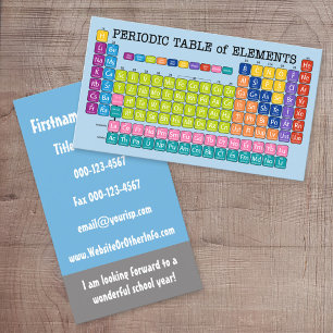 Science Teacher Contact Information Business Card