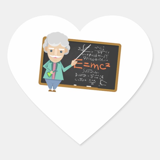 Science Teacher EMC2 Formula Heart Sticker (Front)