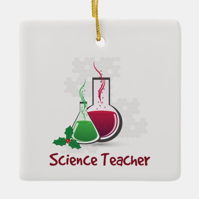 Science Teacher, Experiments Merry Christmas Ceramic Ornament (Front)