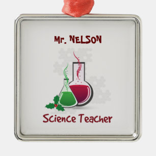 Science Teacher, Experiments Merry Christmas Metal Ornament