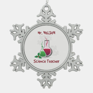 Science Teacher, Experiments Merry Christmas Snowflake Pewter Christmas Ornament