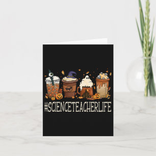 Science Teacher Horror Fall Coffee Halloween Pumpk Card
