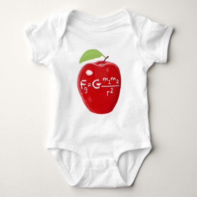 Science Teacher Isaac Newton Law Of Gravity Apple Baby Bodysuit (Front)