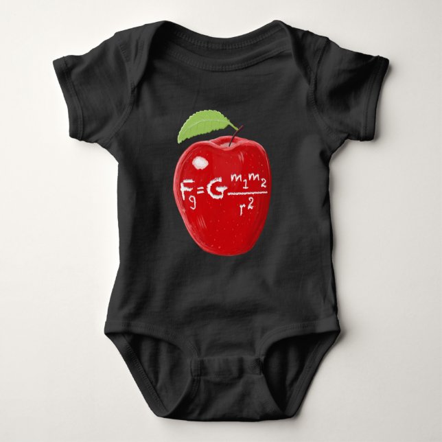 Science Teacher Isaac Newton Law Of Gravity Apple Baby Bodysuit (Front)