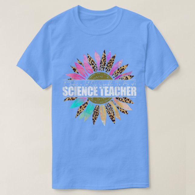 Science Teacher Leopard Sunflower s, Fun Back To S T-Shirt (Design Front)