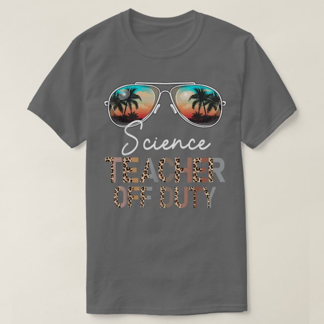 Science Teacher Off Duty Leopard Sunglasses Beach  T-Shirt (Design Front)