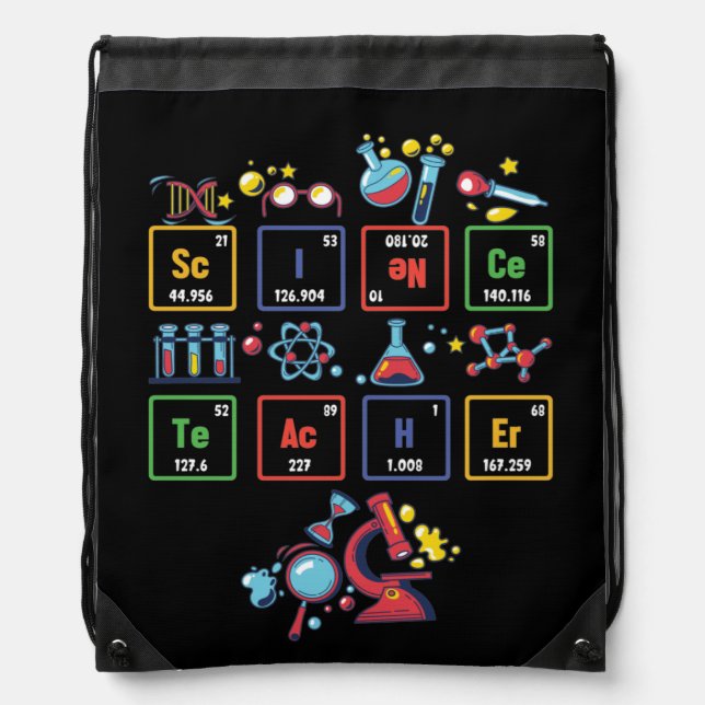 Science Teacher Periodic Table Chemistry Elements Drawstring Bag (Front)