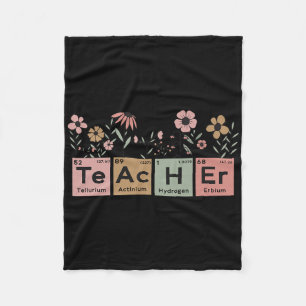 Science Teacher Periodic Table Floral For Chemistr Fleece Blanket